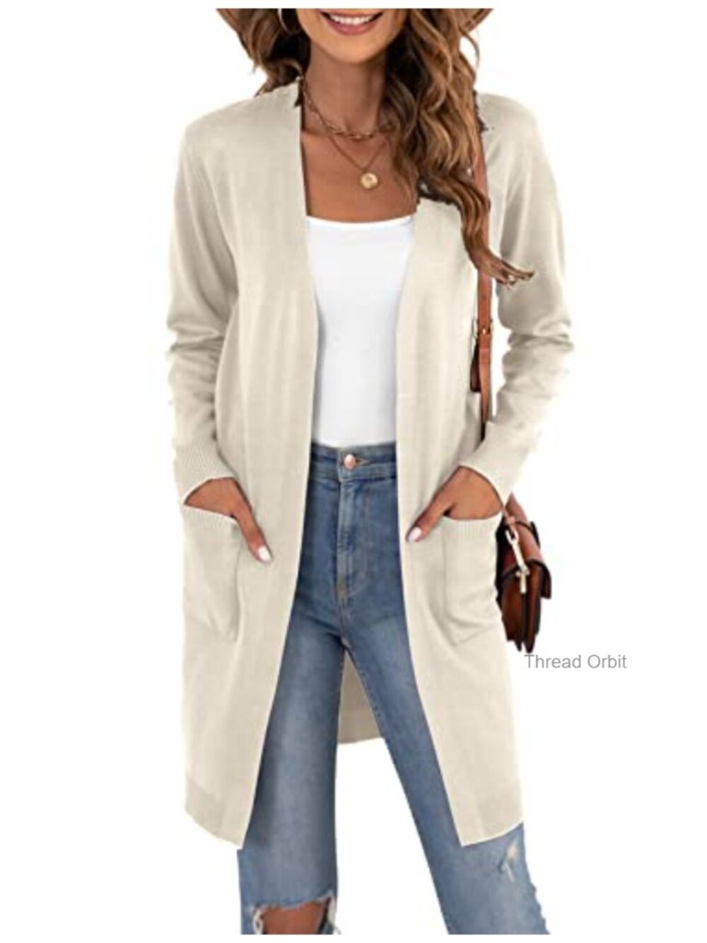 Womens Classic Cardigan Long Sleeve Open Front Knit Sweater Coat Lightweight